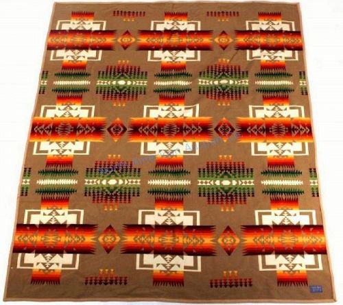 Large Pendleton Indian Pattern Wool Blanket, Beaver State