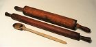 Early American Long Wooden Rolling Pins and Spoon