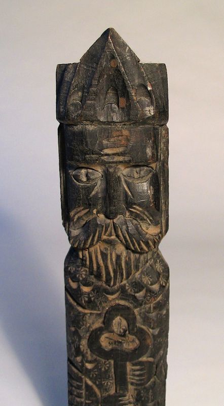 Carved Mexican Wood Santos Figure of St. Peter