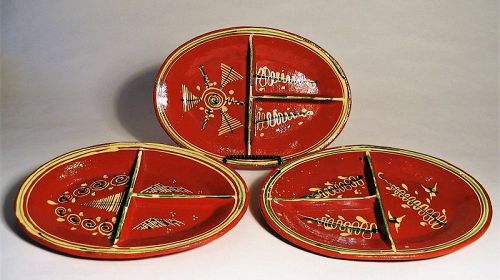 Set of Three Mexican Divided Platters, 1940's