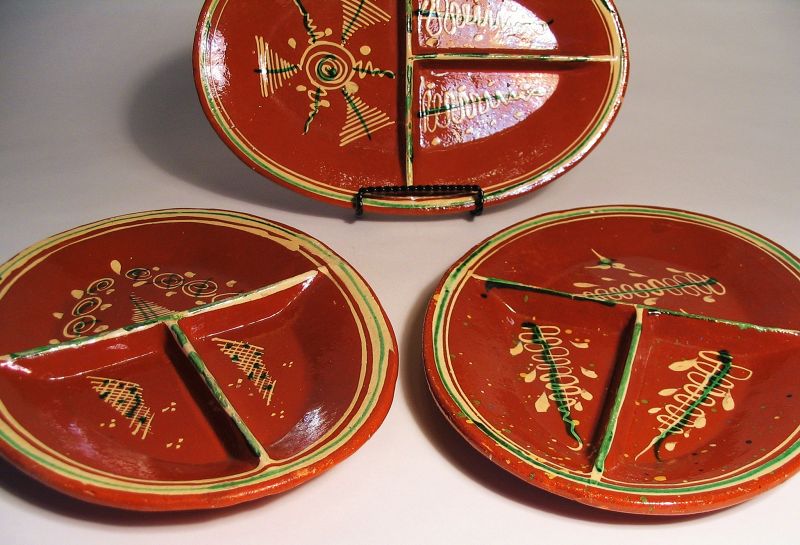 Set of Three Mexican Divided Platters, 1940's