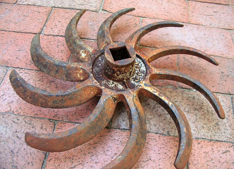14&quot; Cast Iron Rotary Farm Implement, Industrial and Garden Art