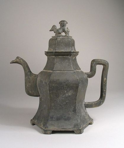 Antique Chinese Pewter Teapot, Qing