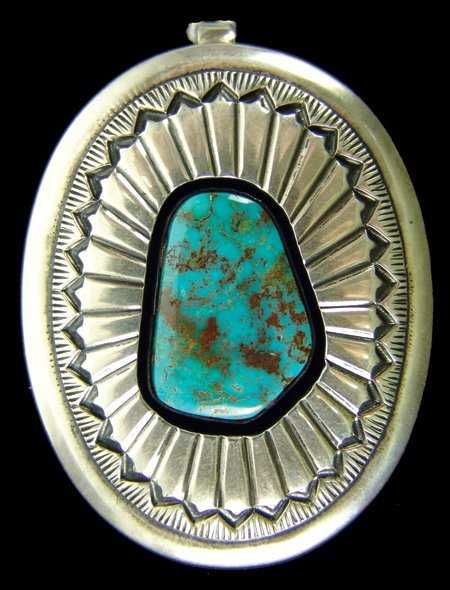 Navajo Sterling & Turquoise Pendant by Ernest Bilagody