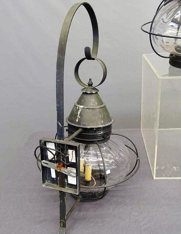 Set of Five Large Vintage Outdoor Caged Onion Lamps / Lights