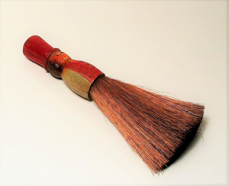 Antique Lint Clothes Brush with Carved Figural Handle