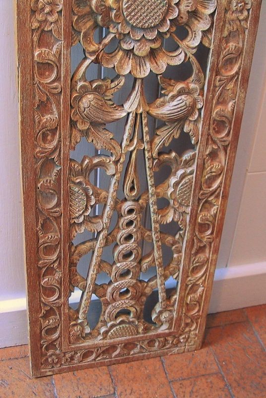 Elaborately Carved Southeast Asian Wood Panel