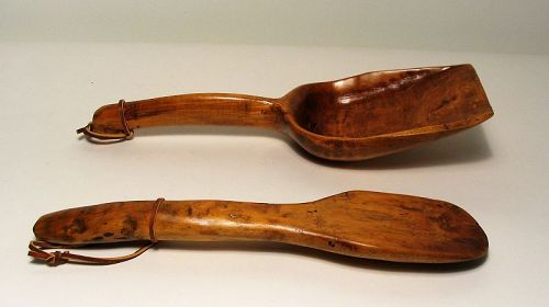 Pair Antique Maple Kitchen Utensils