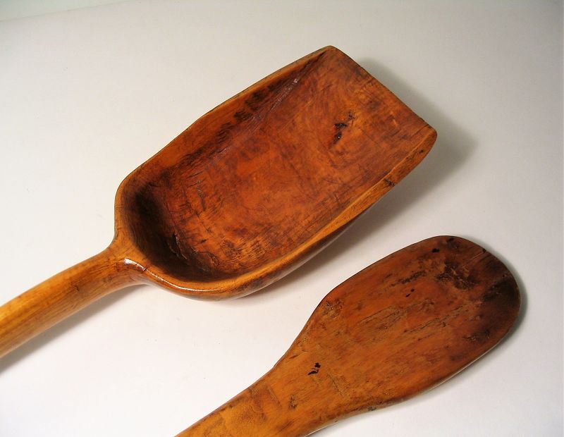 Pair Antique Maple Kitchen Utensils