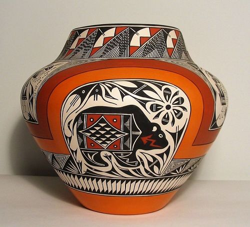 Large Acoma Pottery Jar, Signed R.T.P.