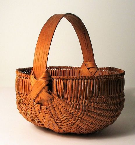 Fine Antique Oak Splint Tennessee Gizzard Basket