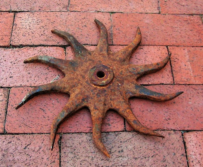 11.5&quot; Antique Cast Iron Garden Tiller Wheel, Industrial/Garden Art