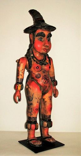 Rare Vintage Mexican Carved Wood Processional Figure