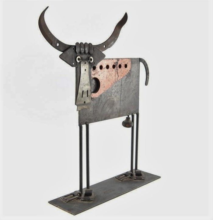 Delightful Welded Iron Bull Sculpture