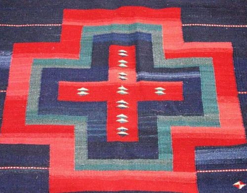 Vintage Wool Mexican Hand-Woven Carpet Runner