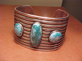 NAVAJO AUSTIN WILSON STERLING TURQUOISE BRACELET