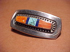 LAGUNA / HOPI DUANE MAKTIMA STERLING STONE BELT BUCKLE