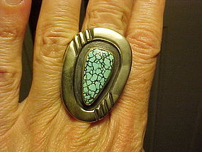 NAVAJO MARK CHEE #8 TURQUOISE STERLING RING