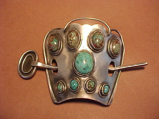 MODERNIST ART SMITH SILVER TURQUOISE HAIR CLIP