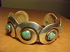 NAVAJO MIKE CARROL WHITE HOGAN STERLING TURQUOISE CUFF