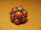 CARLOS DIAZ STERLING CORAL CLUSTER RING