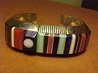 NAVAJO GIBSON NEZ MULTI STONE INLAY BRACELET