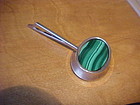 SIGNED MODERNIST DANISH STERLING MALACHITE PENDANT