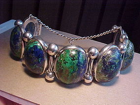 HECTOR AGUILAR SILVER AND AZURITE BRACELET
