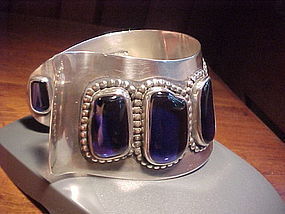 MODERNIST H. FRED SKAGGS STERLING BLUE STONE CUFF