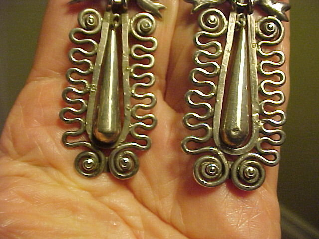 EARLY MATILDE POULAT &quot;MATL&quot; SILVER TURQUOISE EARRINGS