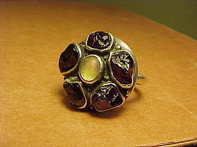 H. FRED SKAGGS GARNET OPAL RING