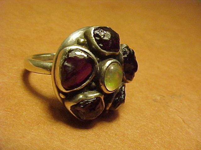 H. FRED SKAGGS GARNET OPAL RING