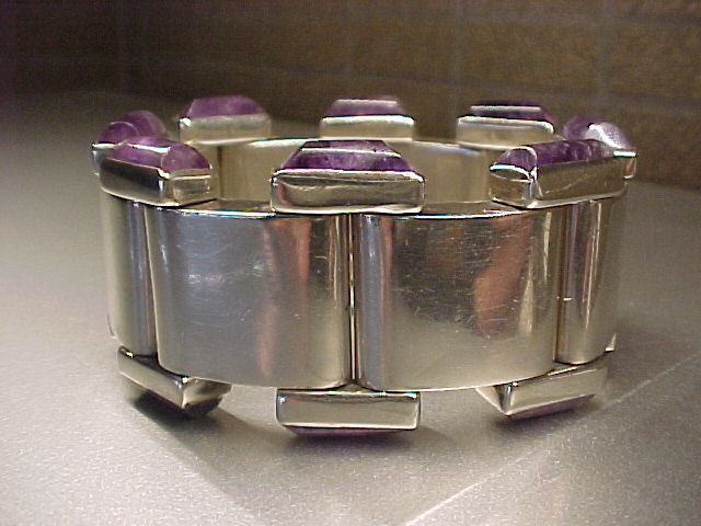 RARE VINTAGE ANTONIO PINEDA AMETHYST 970  SILVER BRACELET