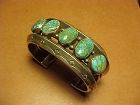 NAVAJO MARK CHEE STERLING LONE MOUNTAIN TURQUOISE CUFF
