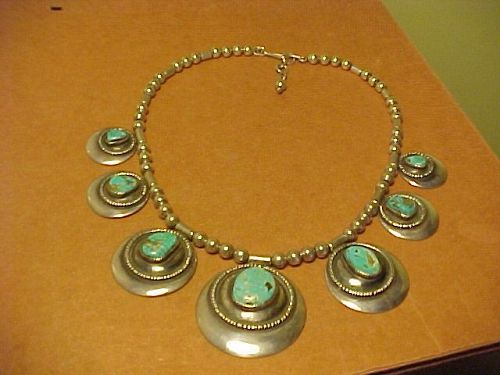 FRANK PATANIA SR. STERLING MORENCI TURQUOISE NECKLACE