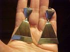 WHITE HOGAN NAVAJO GEORGE KEE LARGE STERLING IRONWOOD EARRINGS