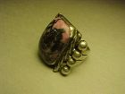 FRED DAVIS MEXICO STERLING RHODONITE RING C.1930