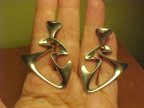 VINTAGE GEORG JENSEN DENMARK STERLING EARRINGS NO. 125 HENNING KOPPEL