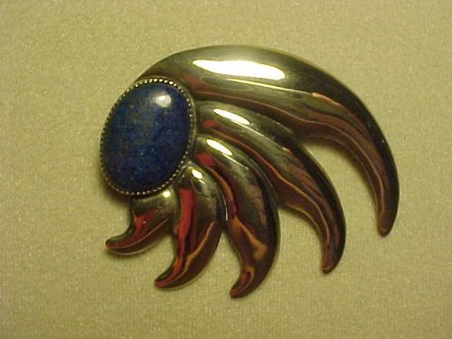 VINTAGE FRANK PATANIA SR. MODERNIST STERLING LAPIS PIN