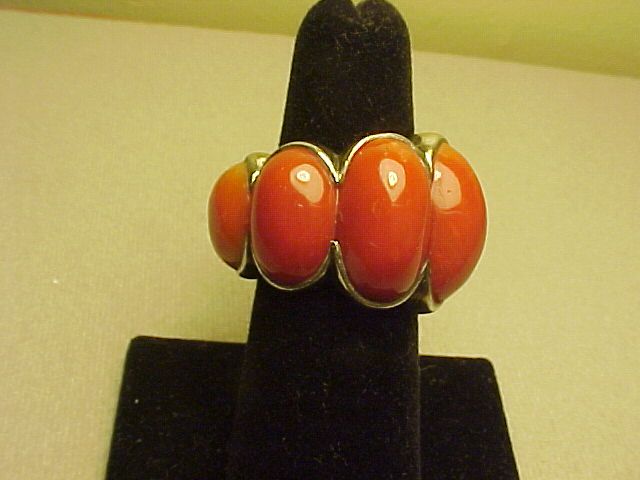 VINTAGE ARIZONA MODERNIST H. FRED SKAGGS STERLING CORAL RING