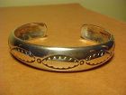 VINTAGE NAVAJO JOHNNY MIKE BEGAY STERLING CUFF WITH STAMPING