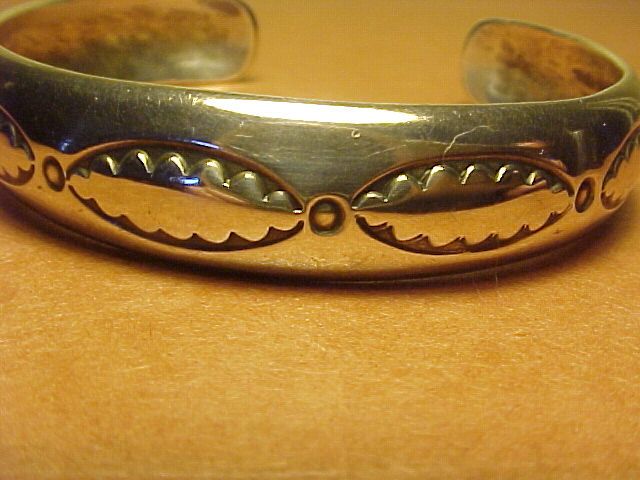 VINTAGE NAVAJO JOHNNY MIKE BEGAY STERLING CUFF WITH STAMPING