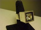 VINTAGE HANS HANSEN DENMARK STERLING ROCK CRYSTAL BLACK ENAMEL RING