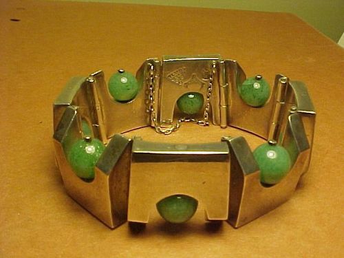 VINTAGE ANTONIO PINEDA 970 SILVER AND AVENTURINE BRACELET