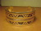 VINTAGE NAVAJO JULIAN NEZ GEOMETRIC SILVER OVERLAY CUFF