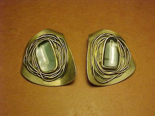 VINTAGE ARIZONA MODERNIST H. FRED SKAGGS STERLING BLUE TOPAZ EARRINGS