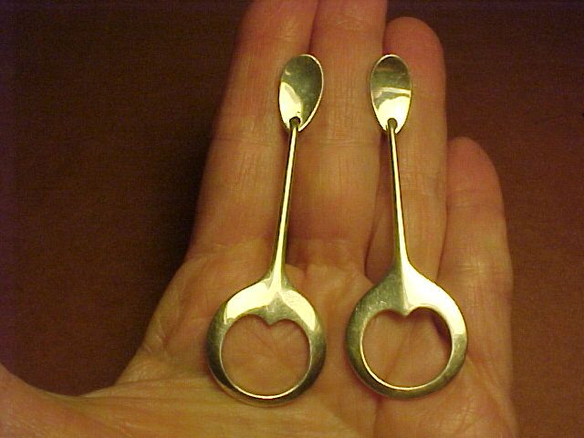 Modernist Foliate Sterling Silver Earrings by outlet Hans Hansen of Denmark