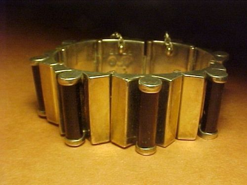 VINTAGE ANTONIO PINEDA 970 SILVER AND OBSIDIAN RODS BRACELET