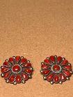 VINTAGE ZUNI STERLING EARRINGS WITH CORAL