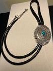 VINTAGE NAVAJO THOMAS CURTIS STERLING TURQUOISE BOLO